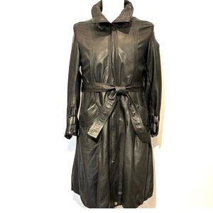 Italian Messori Men's Black Finest Leather Trench Coat, Size M